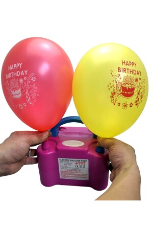 Çift Çıkışlı Balon Şişirme Makinası, Elektrikli Balon Pompası 73005 Pembe Mavi tybalonmak - 4
