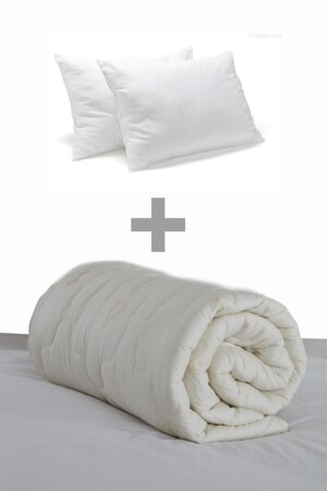 Çift Kişilik Scoch Yün Yorgan - 2 Adet 800 gr. Antibakteriyel Boncuk Silikon Yastık Set biyeliyün - Osmanlı Home Concept