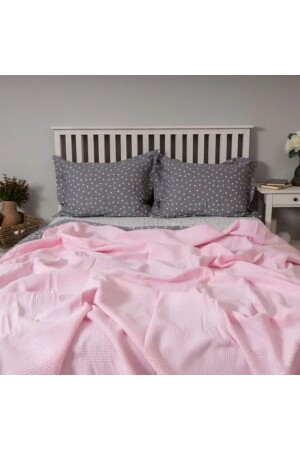 Çift Kişilik Waffle Pike - Pembe - Guloglu Home