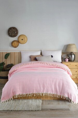 Çift Kişilik Yatak Örtüsü 200x230 Cm Pamuklu Püsküllü Pike MCN23412 - MCN Tekstil