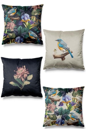 Çift Tarafı Baskılı Ekvator Desenli 4'lü Süet Kırlent Kılıfı - Pilloveland