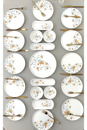 Çiğdem Model 12 Kişilik 21 Parça Kahvaltı Takımı Kahvaltı Seti[ Sarı 12] - Yiğit Seramik Züccaciye