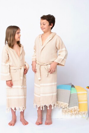 Çocuk Bornoz Peştemal Sütlü Kahve 13936272 - Vinebedding