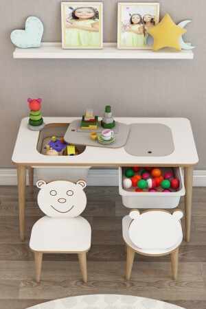 Çocuk Çalışma Masası Oyun Ve Etkinlik Masası Yaz Sil Çiftli Masa Sandalyeli mnv_san_cft - 1