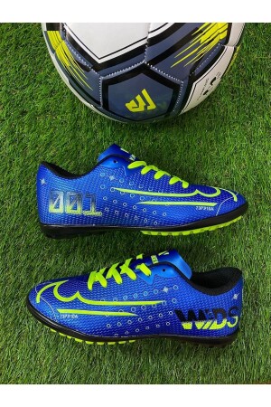 Çocuk Genç Yetişkin Erkek Mavi Sarı Bağcıklı Halı Saha Futbol Ayakkabısı - Runstep