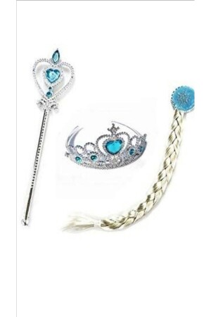 Çocuk Karlar Üllkesi Frozen Elsa Anna Sihirli Asa Saç Ve Taç Seti - Eflamel Desing