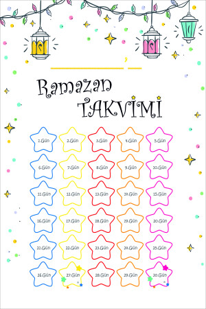 Çocuklar Için Oruç Çizelgesi - Ramazan Ayı Oruç Çizelgesi - Ramazan Sticker K 35 - 1