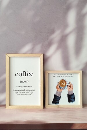 Coffee Enerjisi Ahşap Çerçeveli Tablo Seti - Wooden Factory