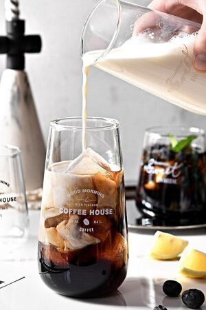 Coffee House Isıya Dayanıklı Borosilikat Cam Trend Kahve Ve Meşrubat Kokteyl Sunum Bardağı 450ml SKZ0449-55 - 1
