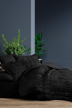 Comfort Yeni Nesil Uykuseti - 6 Parça Velvet Antrasit 230x220cm - Elart