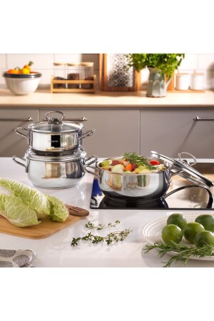 Cookhaus 6 Parça Midi Çelik Tencere Seti-gümüş 8699131928103 - Schafer