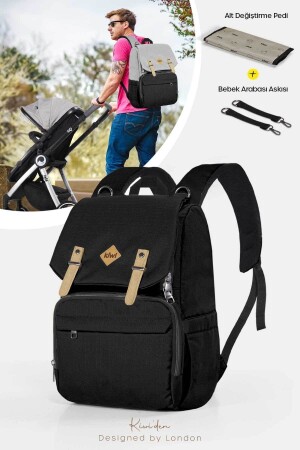 Coolbag Anne Bebek Bakım Sırt Çantası-askı Aparatı- Alt Açma- Termal Göz- Su Geçirmez - Siyah - Kiwi