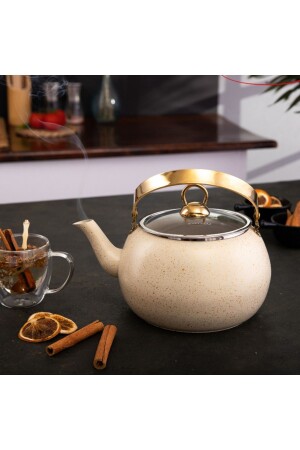 Cream Küre Bitki Çayı Demliği 1 lt- Çay Bitki Çaydanlığı Küçük Boy 1 lt - Evren