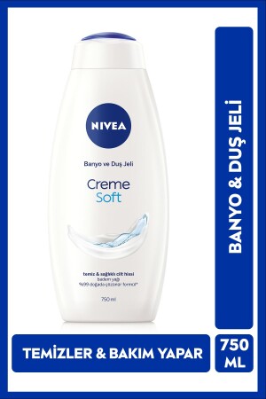 Creme Soft Kremsi Dokunuş Banyo Ve Duş Jeli 750ml- Vücut Nemlendirici- Badem Yağı- Pürüzsüz Cilt - Nivea