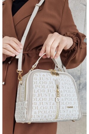 Cremefarbene Kombination aus verstellbarer Handtasche und Geldbörse mit langem Riemen für Damen TM1137 - 1