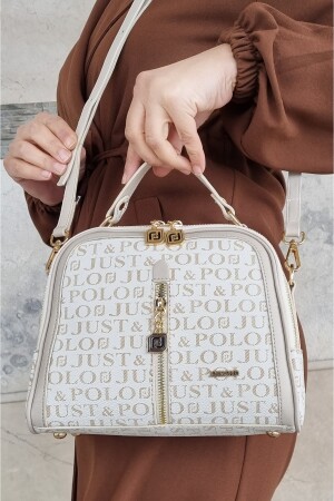 Cremefarbene Kombination aus verstellbarer Handtasche und Geldbörse mit langem Riemen für Damen TM1137 - 2