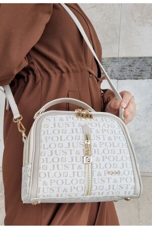 Cremefarbene Kombination aus verstellbarer Handtasche und Geldbörse mit langem Riemen für Damen TM1137 - 4
