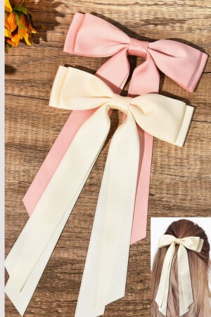 Cremefarbenes Bogenmodell, automatische Clip-Schnalle, 1 Stück, Doppelbogen mit Doppelschwanz - Diloshtrend Design