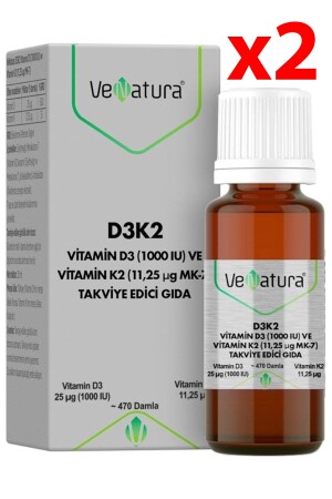 D3k2 Vitamin D3 1000 Iu K2 11,25 Mcg 20 ml 2 Adet 9008362 - 1