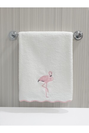 Dalgalı Kenar Flamingo Nakışlı Havlu El / Yüz 50x90 Cm %100 Pamuk TNMHM210200H2 - 1