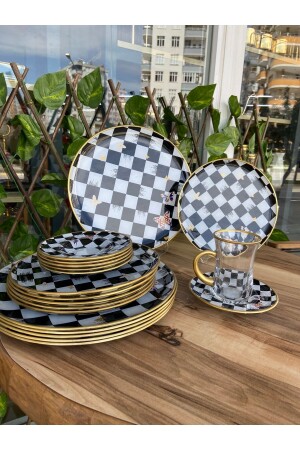 Damalı 24 Prç Set Damalı kuplu 24 prç set - GÜRCÜGLASS