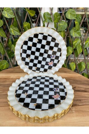 Damalı model altın 6 prç servis tabağı. - Gürcüglass