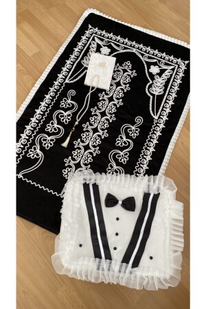 Damat Figürlü 4 Parça Kadife Seccade Çeyizlik Bohça Gelin Damat Seti - Ayhanhome