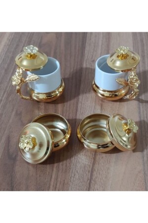 Damat Kahvesi Fincan Takımı Lokumluklu Fincan Takımları Gold Metalik Sarı Altın Sarısı Fincanlar AKERDAMATKAHVESIA021222 - 4