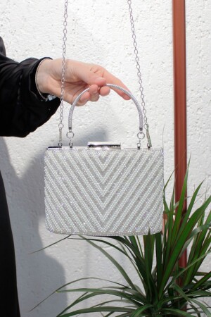 Damen-Abendtasche aus Perlmutt-Dreieck-Stein-Abendkleid