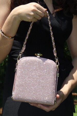 Damen-Abendtasche mit Flask-Flasche und Strickgriff in Rosa - Weem Bag