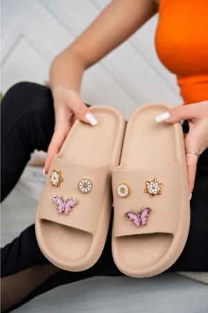 Damen Beige Stone Daily Beach Sea Pool Hausschuhe Gel PLN02 - PLN SHOES