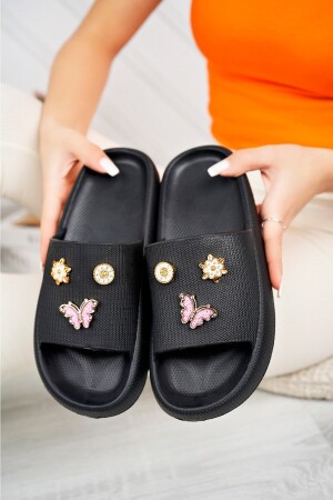 Damen Black Stone Daily Beach Sea Pool Hausschuhe Gel PLN02 - PLN SHOES