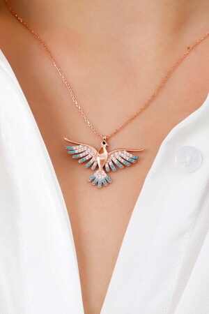 LONAGO Phönix Halskette 925 Sterling Silber – Mit Blauem Herz Anhänger & Zirkonia