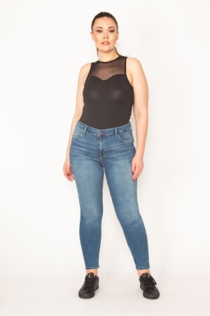 Damen-Jeans, große Größe, Blau, 5 Taschen, Lycra, Skinny-Jeans, 65n33009 - Şans