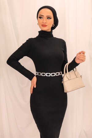 Damen-Kleid mit halbem Rollkragen, Bleistiftmodell, Camisole-Stoffkleid, Hijab, geeignete Länge 135 cm, ohne Gürtel 539329-75522KFR2937 - 4