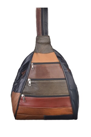 Damen-Rucksack und Umhängetasche aus echtem Leder – Modell „Affe“ mit mehreren Fächern – Dunkelblau - R Rojinins