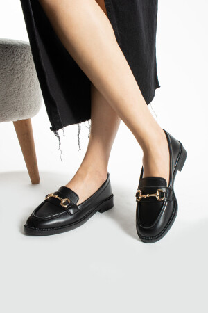 DAMEN SCHWARZ FARBE SCHNALLENDETAIL TÄGLICHE FREIZEITSCHUHE (3 CM) - İnan Ayakkabı