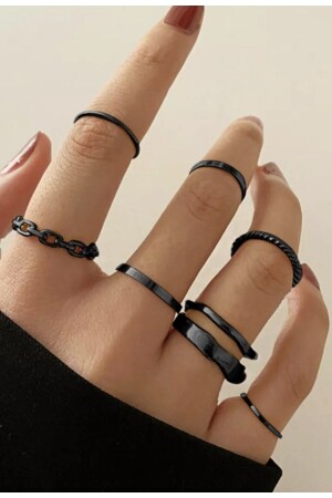 Damen-Set mit 10 schwarzen Gelenkringen – 2898 - X-Lady Accessories