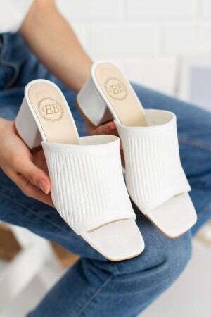 Damen-Strickpantoffeln mit Absatz 001-weiß-35 - ebyesun