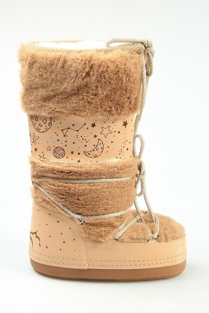 Damen-Winterstiefel aus wasserdichtem Kunstpelz, hautfarben, 37–38 - Crash