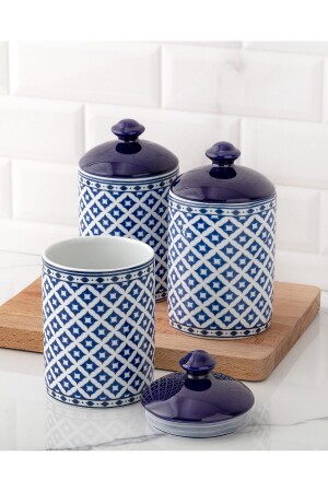 3-teiliges Gewürzdosen-Set für Damen – Blau/Weiß BHRT0000000010-8682116901765 - Madame Coco