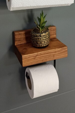 Dekoratif Ahşap Wc Kağıtlık Metal Tuvalet Kağıtlığı Ahşap Tuvalet Kağıdı Askısı Ahşap Banyo Duvarraf WC - NONYA