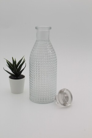 Dekoratif Çok Amaçlı Prizma Karaf Cam Kapaklı Şişe zeze0460SET - zezedesing