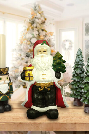 Dekoratif Hediye Taşıyan Noel Baba Heykel Biblo (27x18cm) Dekoratif_Noel_Baba_Heykel_Biblo - 1