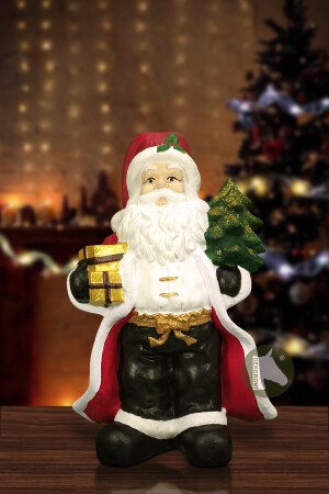 Dekoratif Hediye Taşıyan Noel Baba Heykel Biblo (27x18cm) Dekoratif_Noel_Baba_Heykel_Biblo - 2
