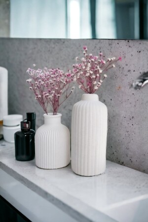 Dekoratif Iskandinav Tarz Mini Ve Uzun Beton Vazo Set Ikili - Alleza Home