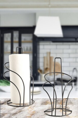 Dekoratif Metal Havlu Peçetelik- Kağıt Havluluk Siyah - Evisimo