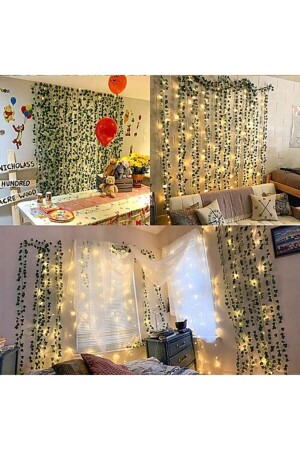 Dekoratif Yeşil Yıldız Yapraklı Yapay Sarmaşık Ve 3 Metre Peri Led Gün Işığı - Casadilegno