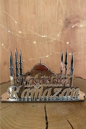 Dekorativer Ramadan-Serviettenhalter aus Plexiglas, silberfarben, 10 x 14 – besonderes Design - Genel Markalar
