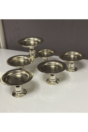 Dekorativer silberfarbener Macaron-Halter, 6 Stück, Präsentationshalter für türkische Köstlichkeiten, Tassen und Kaffee - Elzem